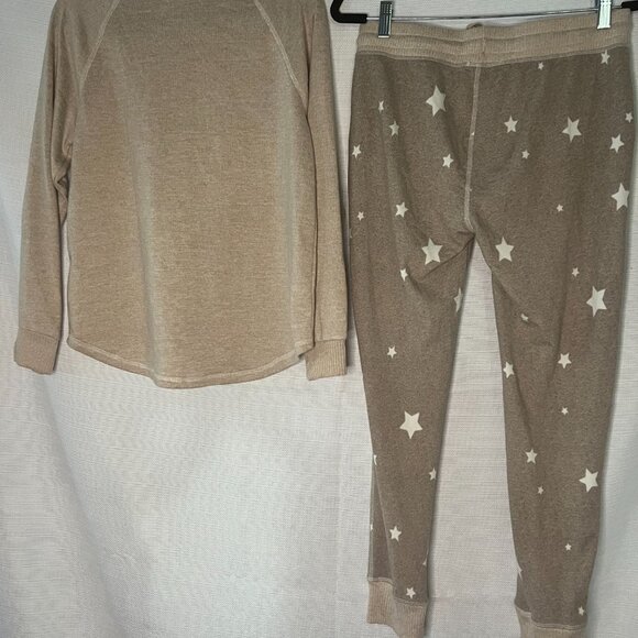 Live Love Lounge 3pc Women Soft Pajamas Long Sleeve Lounge Set Tan Small - 0376 - Picture 10 of 11